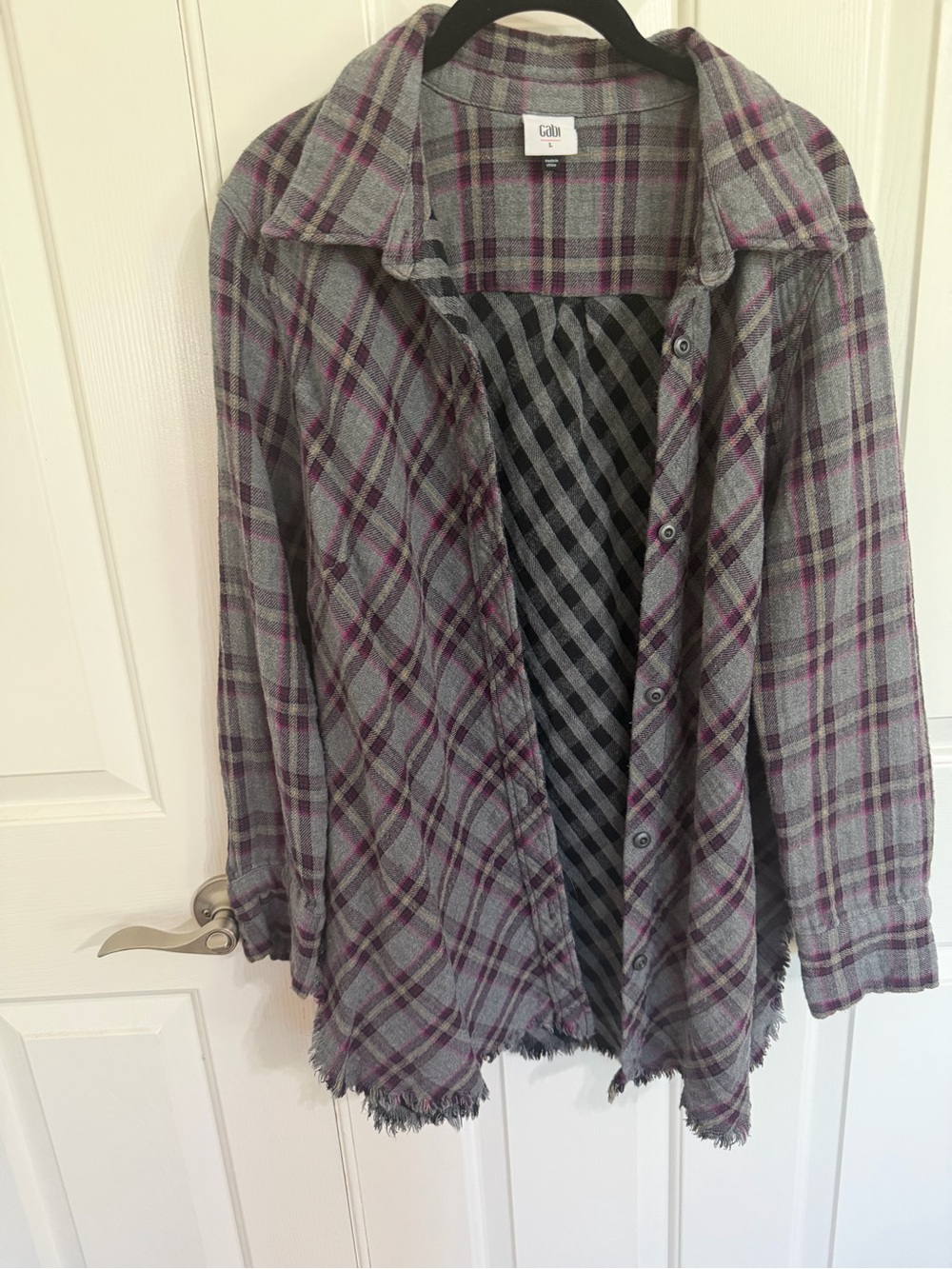 CAbi Highland Shirt - Gray & Purple Plaid Utility Shirt/Shacket - Fall 2020